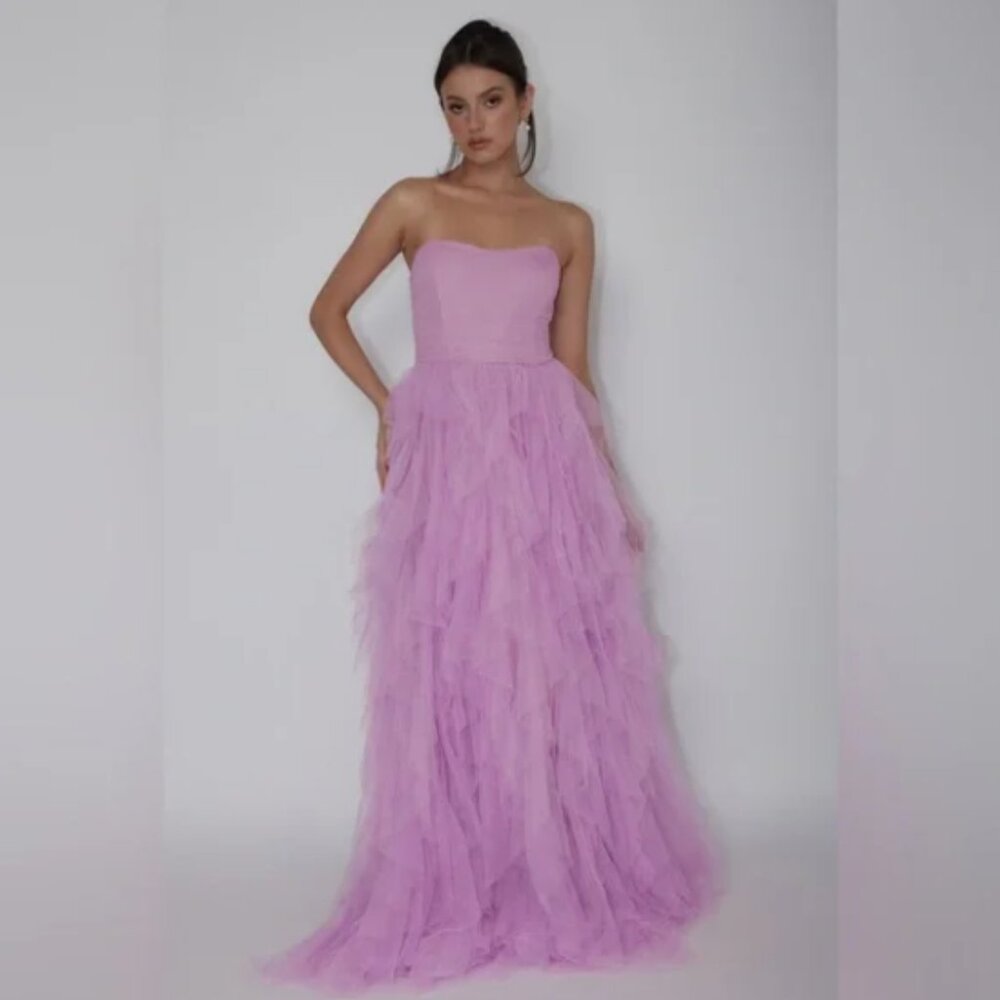 Symphony Strapless Orchid Tulle Gown